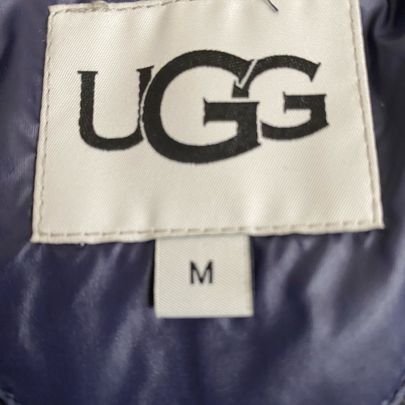 NWT UGG Valerie Navy belted down hooded parka sheep fur collar women’s size M - Picture 9 of 16